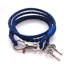 Кожаный браслет с замком для ключей в европейском и американском стиле, кожаный браслет для ключей в стиле ретро, Женский многослойный браслет, лучшая пара мужчин