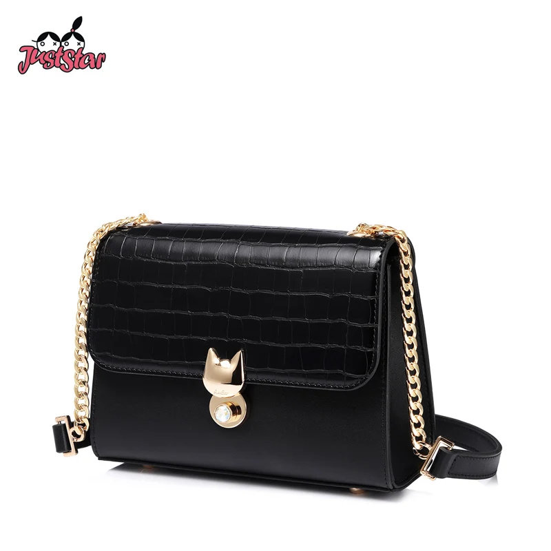 

JUST STAR Brand Women's PU Leather Messenger Bags Ladies Fashion Chains Shoulder Purse Female Flap All-match Crossbody Bags
