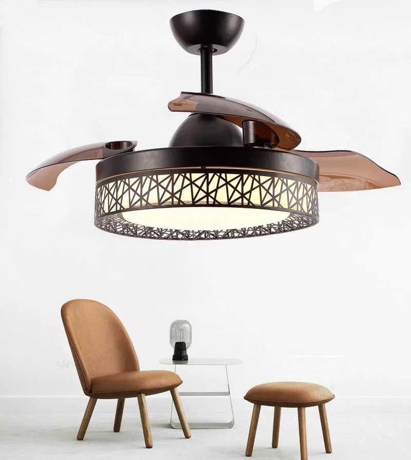 

Invisible Fan Lamp Modern Simple Bedroom Living Room Restaurant Ceiling Fan with Lamp ElectricHousehold Lack Ceiling Fan