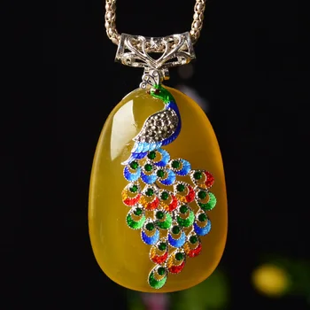 

Natural Chalcedony Phoenix Pendant Necklace Drop Shipping Retro 925 Silver Lucky Amulet Lovers Necklace For Men And Women