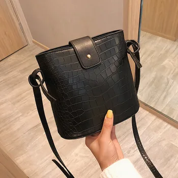 

Crocodile Pattern Crossbody Bags for Women 2019 PU Leather Shoulder Bucket Bag Luxury Handbags Women Bags Designer