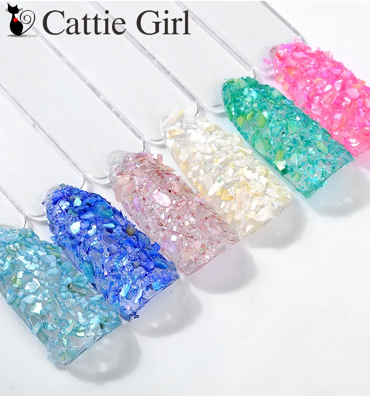 

1set 6 colors Texture Natural Sea Shell 3D Marble Stone Charm Nail Art Decoration Professoinal Slice DIY Salon Nail Tools