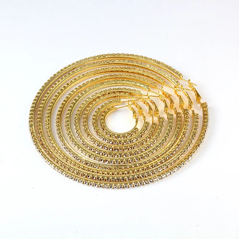 BLIJERY золотой цвет стразы серьги в виде больших кругов массивные хрустальные круглые серьги-кольца для женщин Свадебная вечеринка ювелирные изделия
