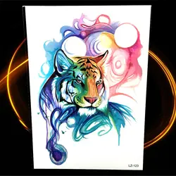 Красочные головы тигра Дизайн акварель Временные татуировки для Для женщин Для мужчин Средства ухода за кожей руки ноги поддельные