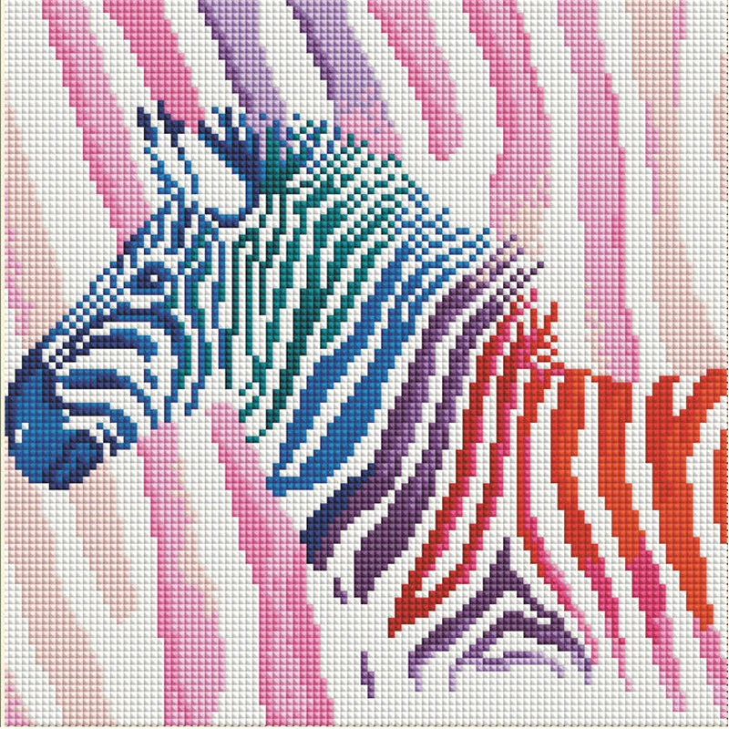 Mosaic embroidery cross stitch zebra picture home decor gift Full