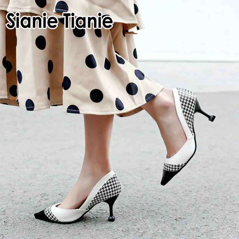 houndstooth slip on shoes