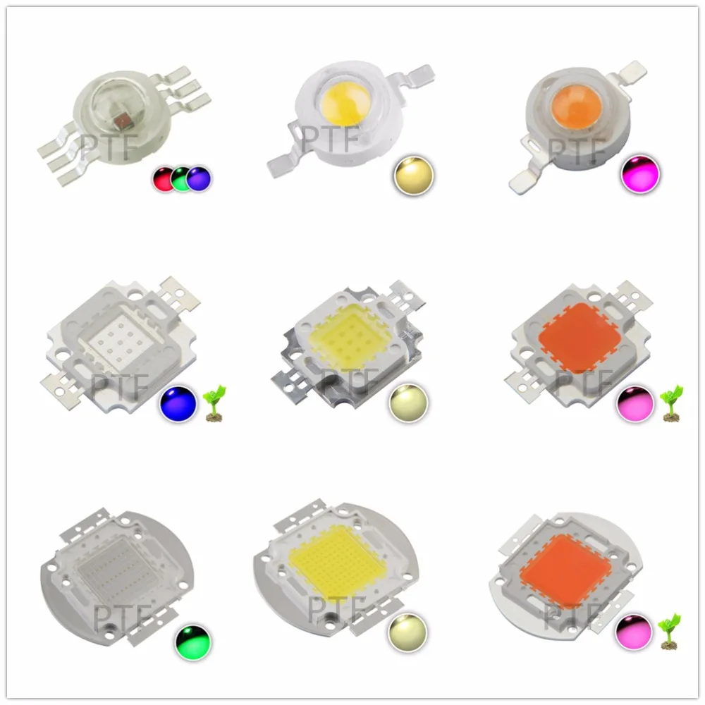 50PCS 3W watts High Power SMD LED COB Chip Lights Beads White Red Blue With PCB 