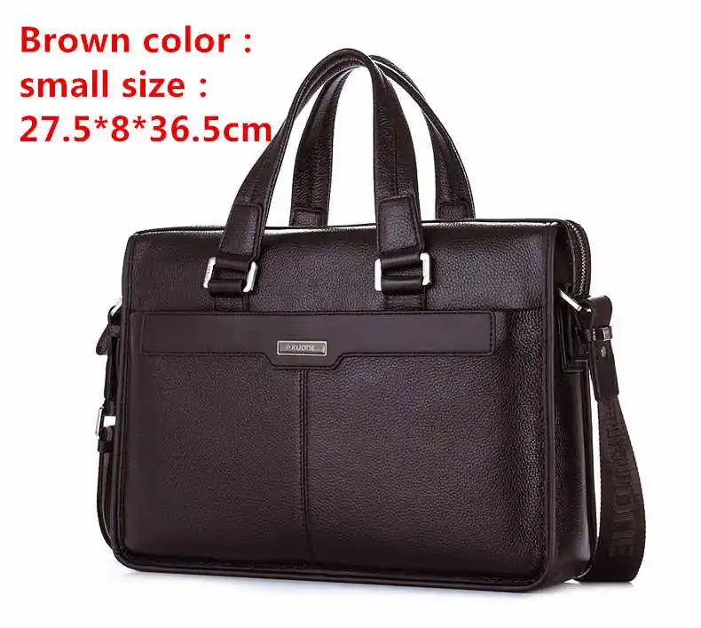 brown small Роскошный деловой мужской портфель из натуральной коровьей кожи, мужская сумка через плечо, мужская сумка-мессенджер, брендовая сумка для компьютера - Цвет: brown small