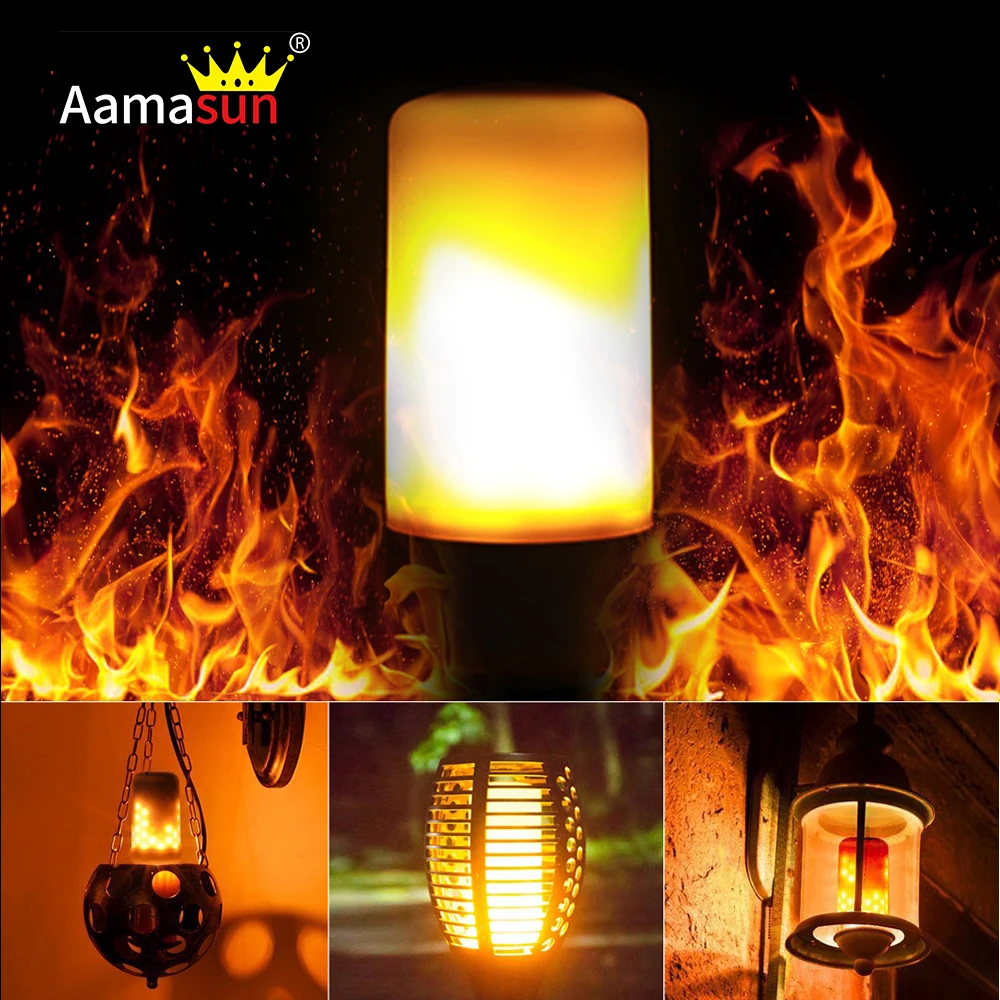

Night Light New E26 E27 2835SMD 3modes LED Flame Effect Fire Light Bulbs Flickering Emulation Decor 1900k AC100-265V Christmas