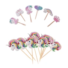 34 шт Красочные Единорог кекс выбирает Единорог кекс Toppers Для детской вечеринки