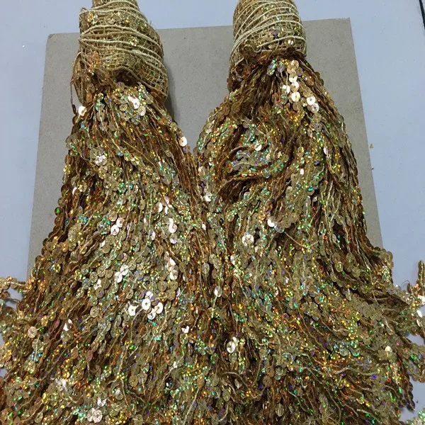 Длина 7-7,3 M/высота 30 см лазерные блестки(Dia.6cm) Блестящий кисти Бахрома отделка для латиноамериканских танцев платье для танцев/костюм украшения 1 рулон/лот