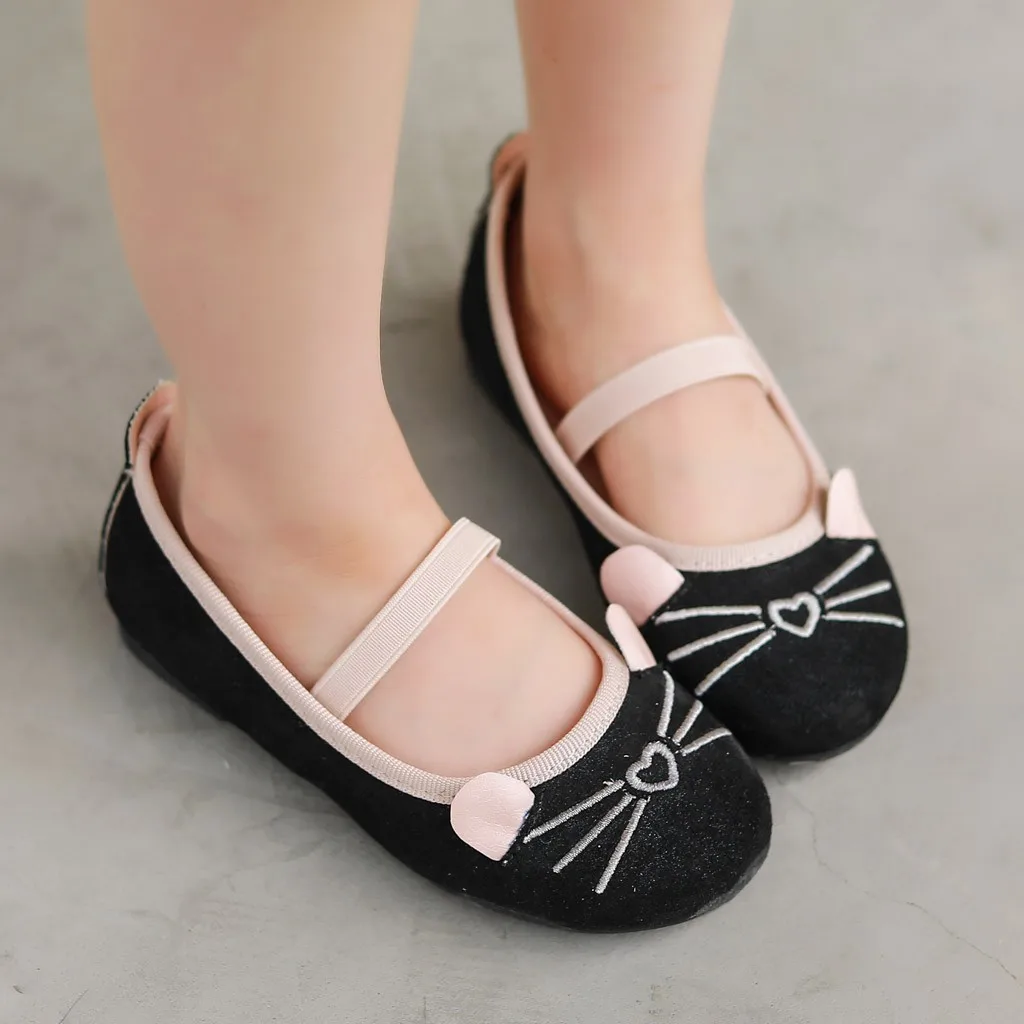 Toddler Infant Girls Kids Sandals Shoes Cat Pattern Autumn Flat Soft Peas Shoes Party Casual Children Princess Shoes