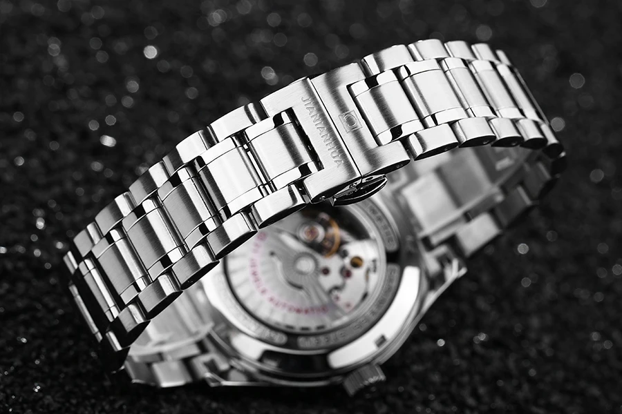 Карнавальные Роскошные автоматические часы для мужчин с календарем HD светящиеся механические часы сапфир 100 м водонепроницаемые Модные повседневные мужские часы