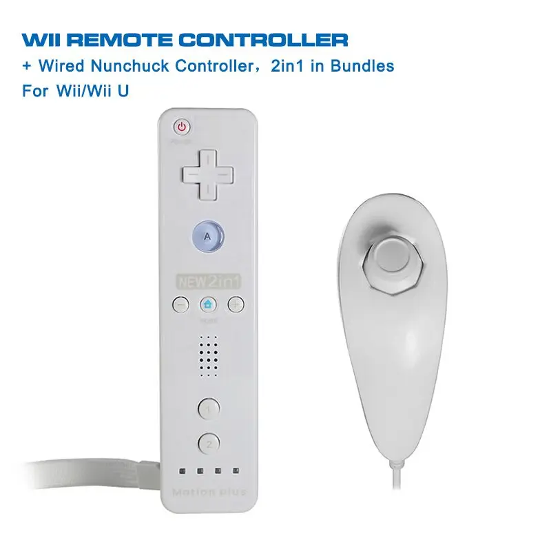 

Game accessories with Wireless Gamepad Remote + Wired Nunchuck Controller 2in1 Set Bundles, For Nintendo Wii/Wii U