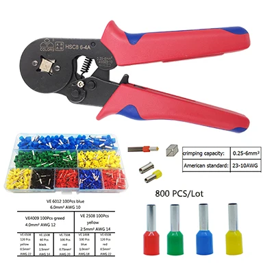 Hsc8 6-4A обжимной инструмент резак провода Электрика обжимные плоскогубцы ручные инструменты подходит для трубчатого разъема 0,25-6mm2 AWG23-10 - Цвет: plier and terminal