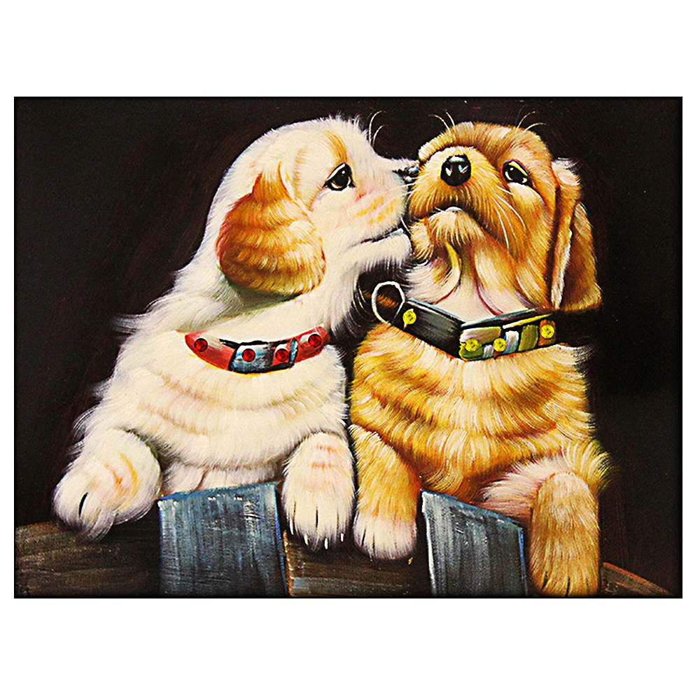 

DIY diamond painting animal Cartoon dog couple diamond embroidery dog lover diamond Mosaic puppy dog lover home decor painting