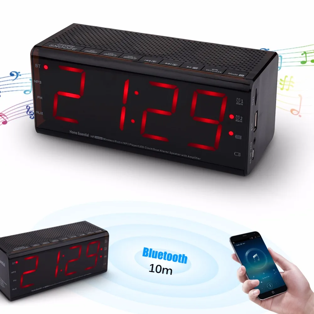 LEADSTAR Multi function Alarm Clock LED Bluetooth HiFi FM Radio 87.0