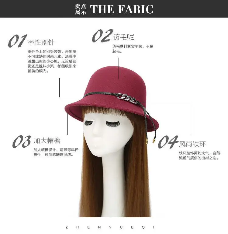 Europe England Style Autumn Winter Hat For Women Fedora Hat Woman Wide Brim Wool Felt Bowknot Fedoras Vintage Ladies bonnet Cap