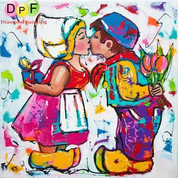 

DPF Diy Diamond Painting Diamond Mosaic Lovely Kiss square full Diamond Embroidery Cross Stitch Needlework Home Decoration