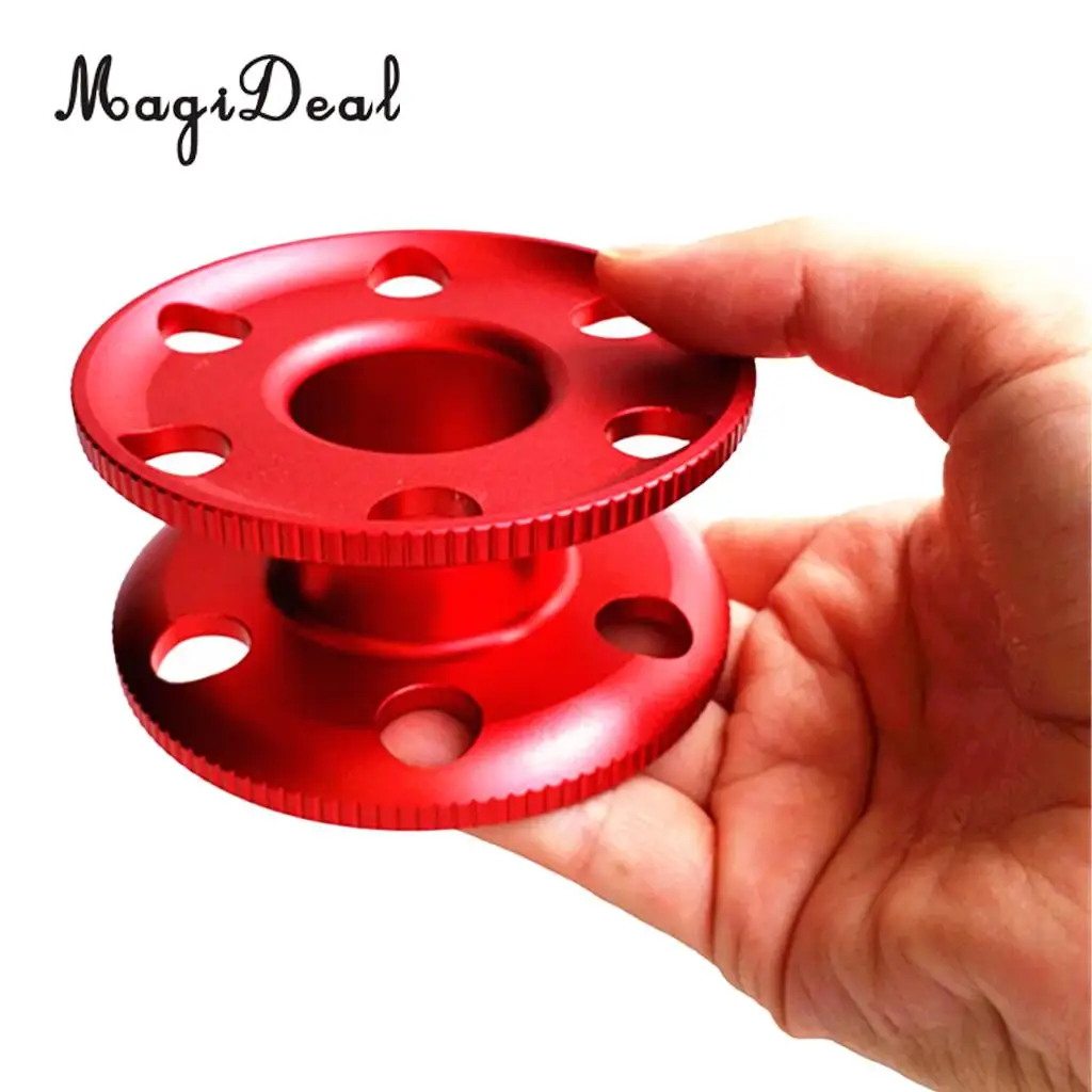 MagiDeal Aluminum Alloy Scuba Diving Compact Finger Spool Reel Guide Line Spool Red