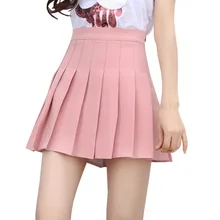 Модная плиссированная мини-юбка летняя женская опрятная школьная с высокой талией розовая Однотонная юбка Ulzzang розовая короткая юбка Saias Rokken