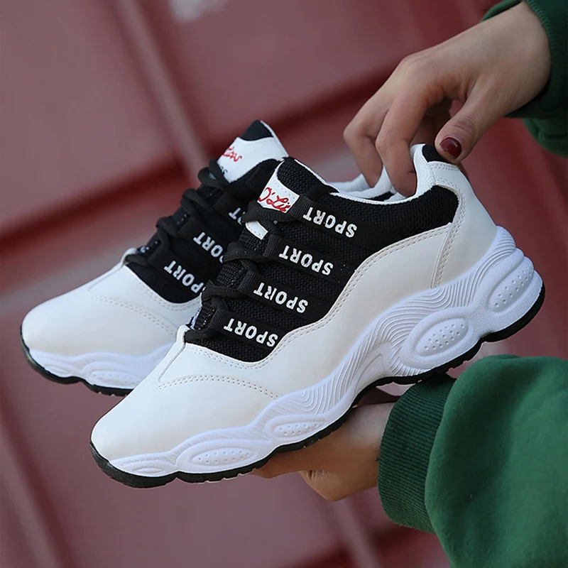 

WAWFROK Women Casual Shoes 2018 Spring Autumn Shoes Woman Platform Fashion Breathable White Lace-up Women Sneakers