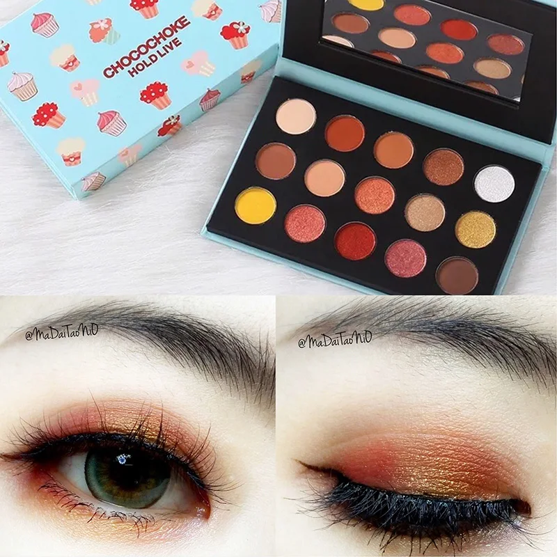 

HOLD LIVE Matte Shimmer Eye Shadow Palette Pigment Glitter Eyeshadow Eyes Makeup Beauty 15 Colors Ice Cream Nude Makeup Shadow