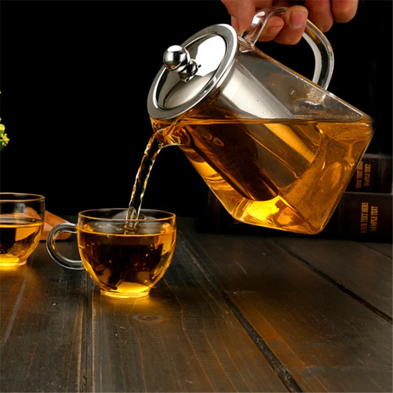 Чайник с допуском и утолщение пузырьковый чайник из нержавеющей стали фильтр внутренний желчный чай утечки стеклянная промывочная чашка квадратная чашка