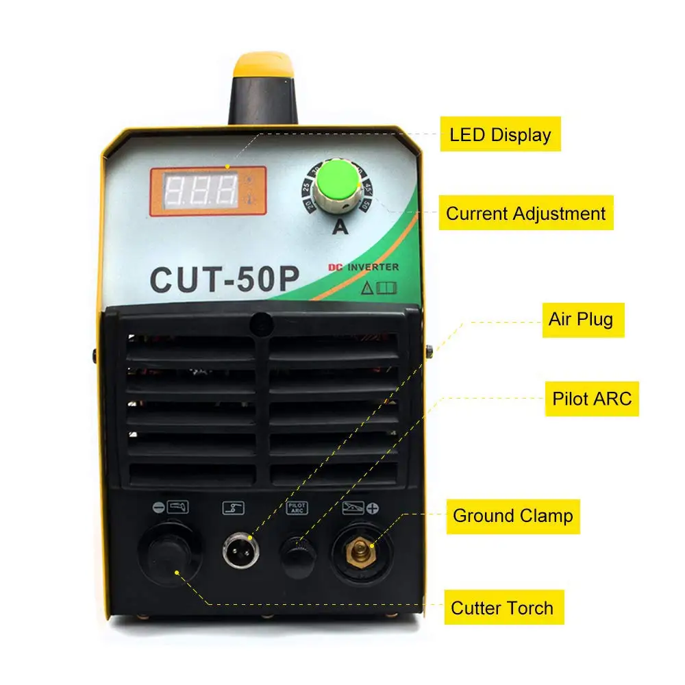 TOSENSE CUT50P Plasma Cutter Non-Touch Pilot Arc Dual Voltage 110/220V 50AMP 1/2?? Clean Cut Compact Metal Cutter Screen Display