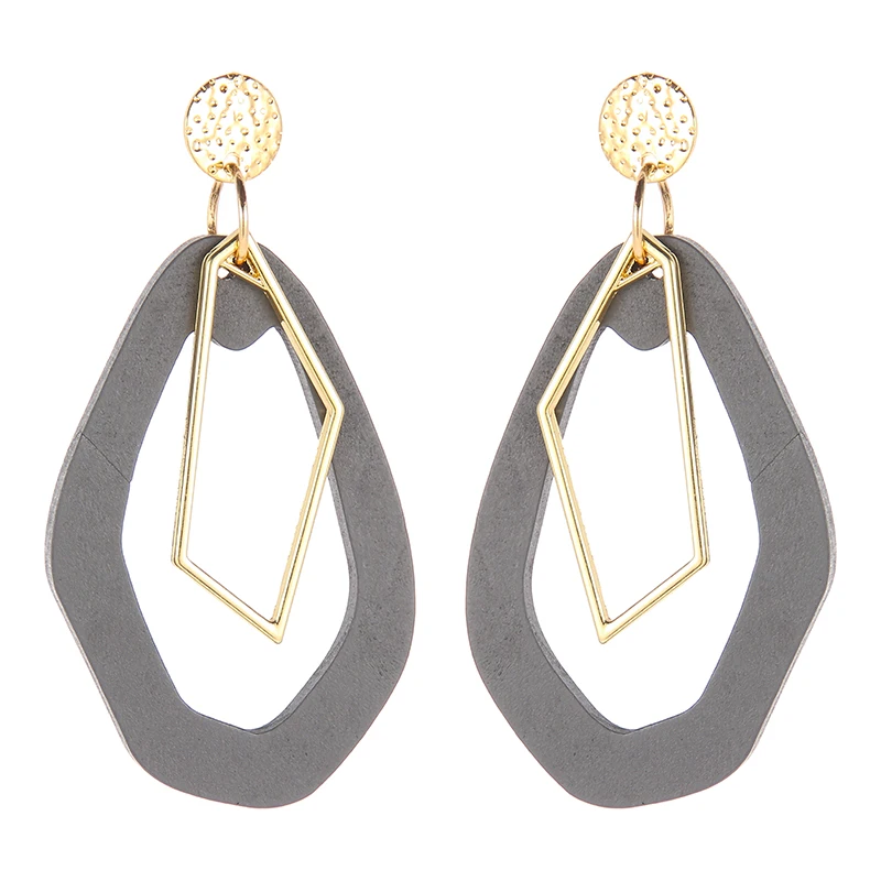 

THRWELL Wooden Earrings For Women Wood Jewelry Dangle Earring Party Casual Geometric Shape