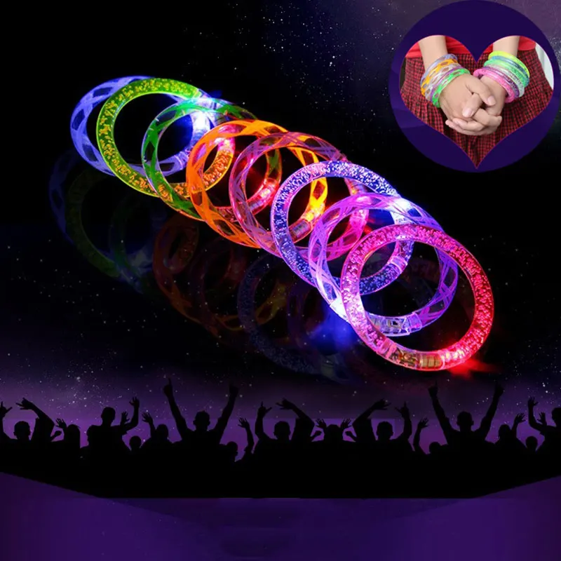 

Hot Selling 5PCS Multicolor LED Flashing Bracelet Light Up Acrylic Bangle for Party Bar Halloween Chiristmas Hot Dance Gift New