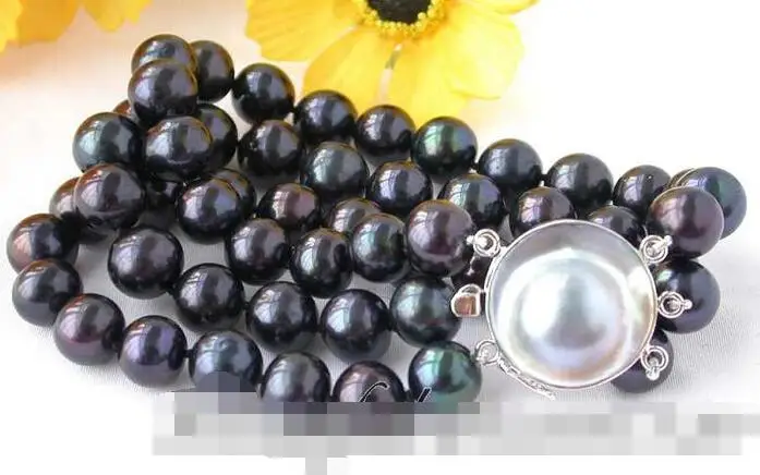 

1693 3row Tahitian black freshwater pearl bracelet mabe