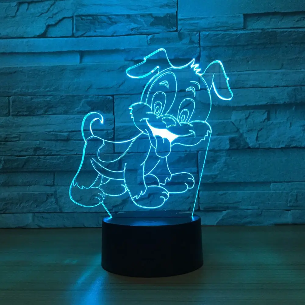 Прекрасный Французский Собака 3D светильник 7 цветов ночь светодиодные лампы для детей сенсорный LED USB Таблица Lampara лампе для сна Ночная