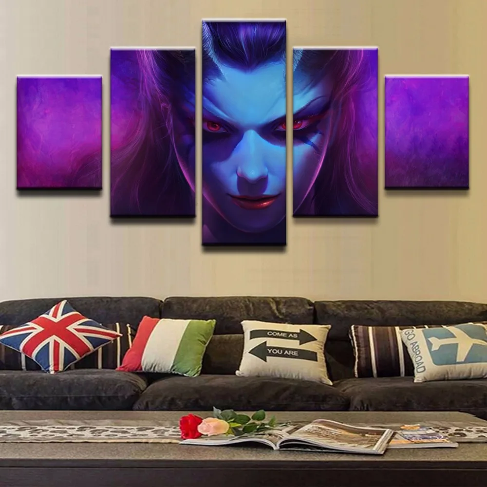  Fashion Canvas Painting Framework Wall Home Decoration Modular 5 Panel Art Prints DOTA 2 Queen Of P