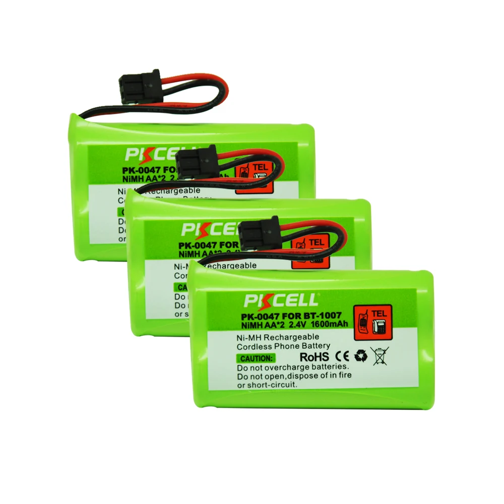 3 X 1600mAh 2.4v Home Use Cordless Phone Battery For Uniden BT 1007