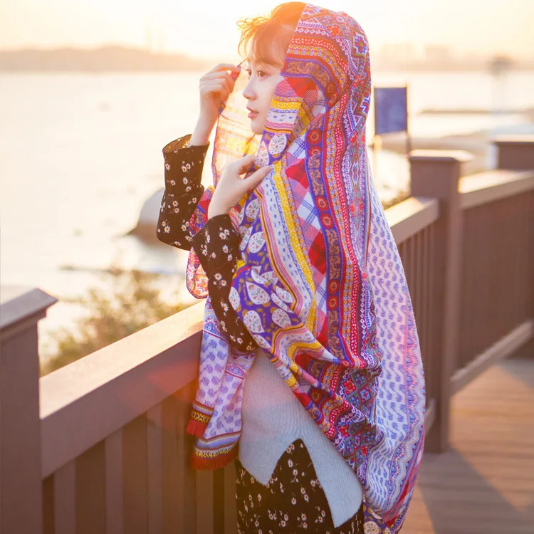 Ropa lino/шарф в этническом стиле, шаль с цветочным узором, шаль для женщин, пончо и накидки Cachecol feminino inverno 2019, роскошный бренд