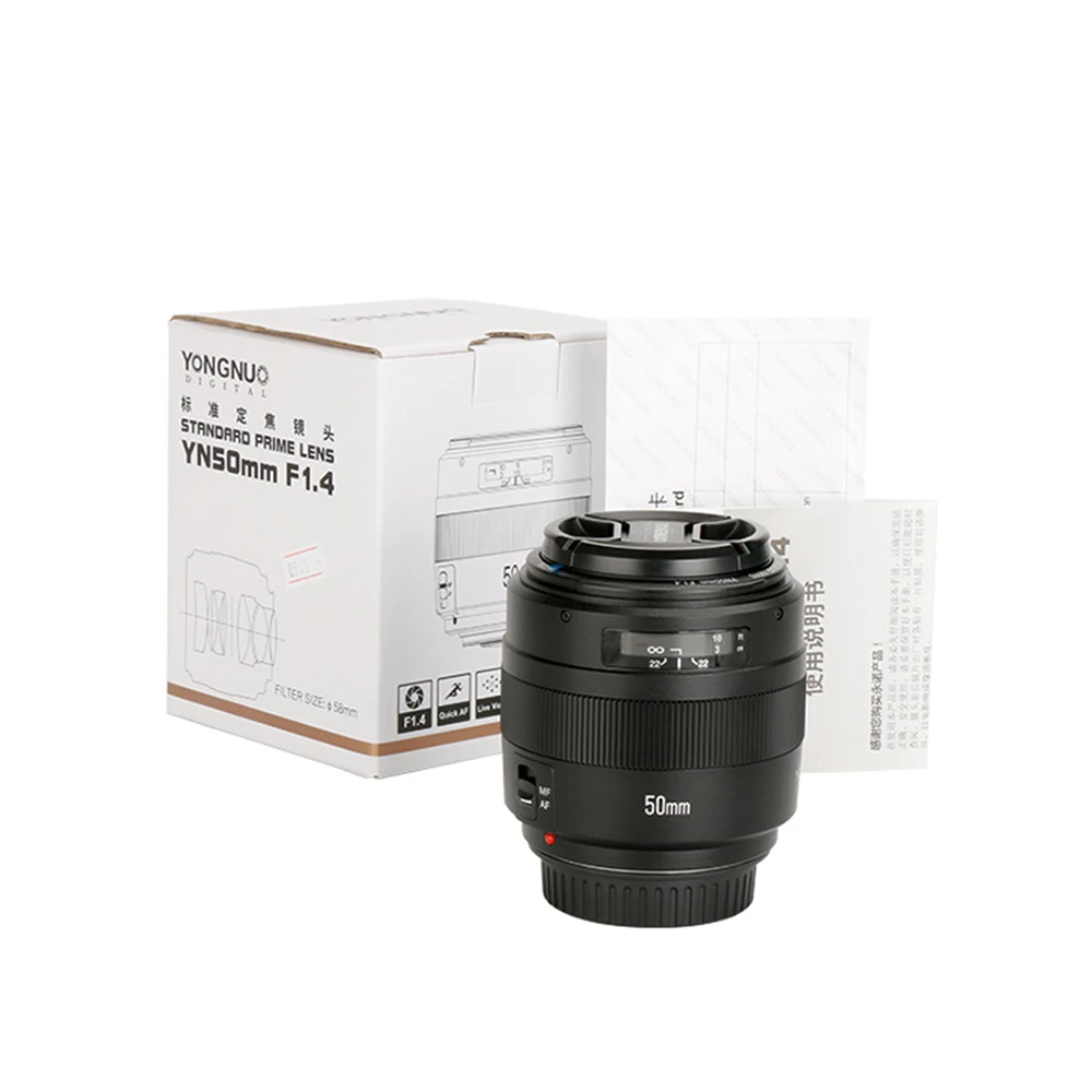 YONGNUO YN50mm объектив YN50mm F1.4 стандартный основной объектив с большой апертурой Автофокус Объектив для Canon EOS 70D 5D2 5D3 600D DSLR камера