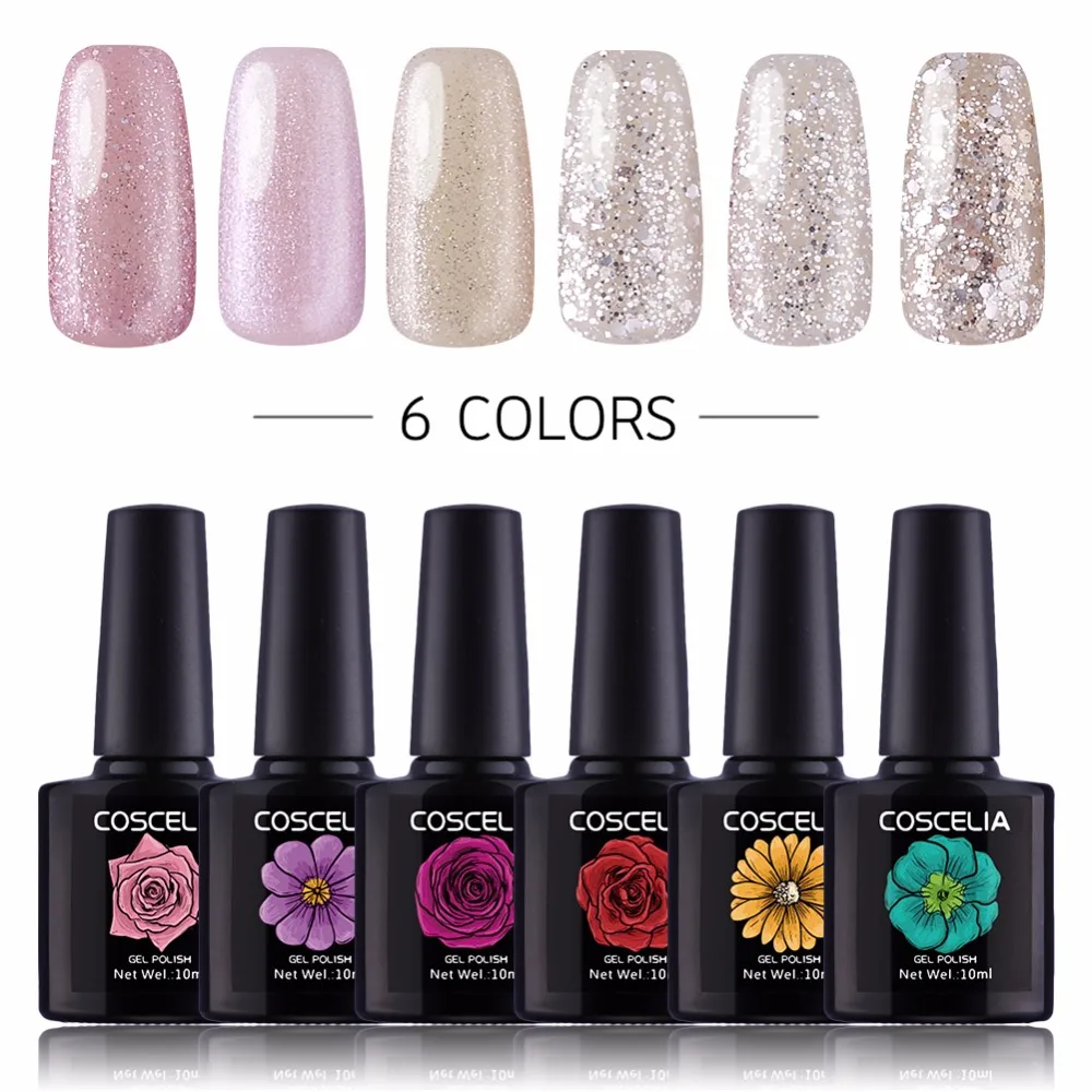 

6pcs Gel Nail Polish Nail Art 10ml Soak Off Gel Nail Polish Set For Manicure Pedicure UV Gel Nail Polish Set Pink Series