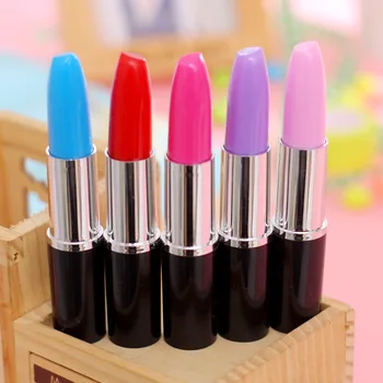 

3pcs / lot Lipstick shape ballpoint pen creative stationery student lady like office stationery cute pen style realistic pen bal