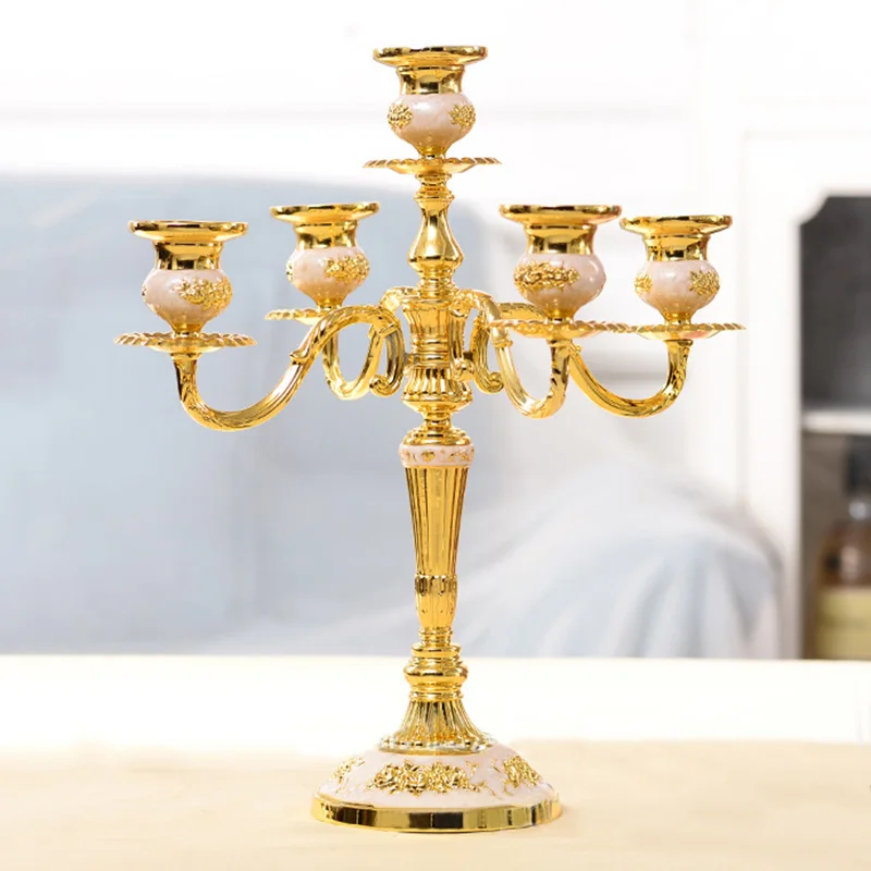 Gold Candle Holder Candlestick Wedding Decoration Tabletop Candelabra 5