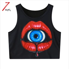 7mang Новая женская хлопковая Удобная Сексуальная черная короткая облегающая эластичная майка с рисунком из мультфильма