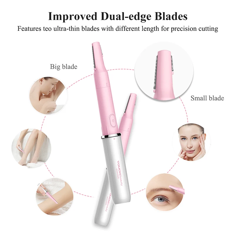 TOUCHBeauty 2 в 1 Для женщин электрический бровей, носа и ушей Триммер, леди бритвы для бикини, лицо, тело, ноги TB-1458