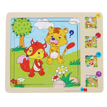 

3D Wooden Preschool Educational Kids Toys for Children Toddler Multilayer 3D Animals Stories Jigsaw Puzzles Boys Girls Infants