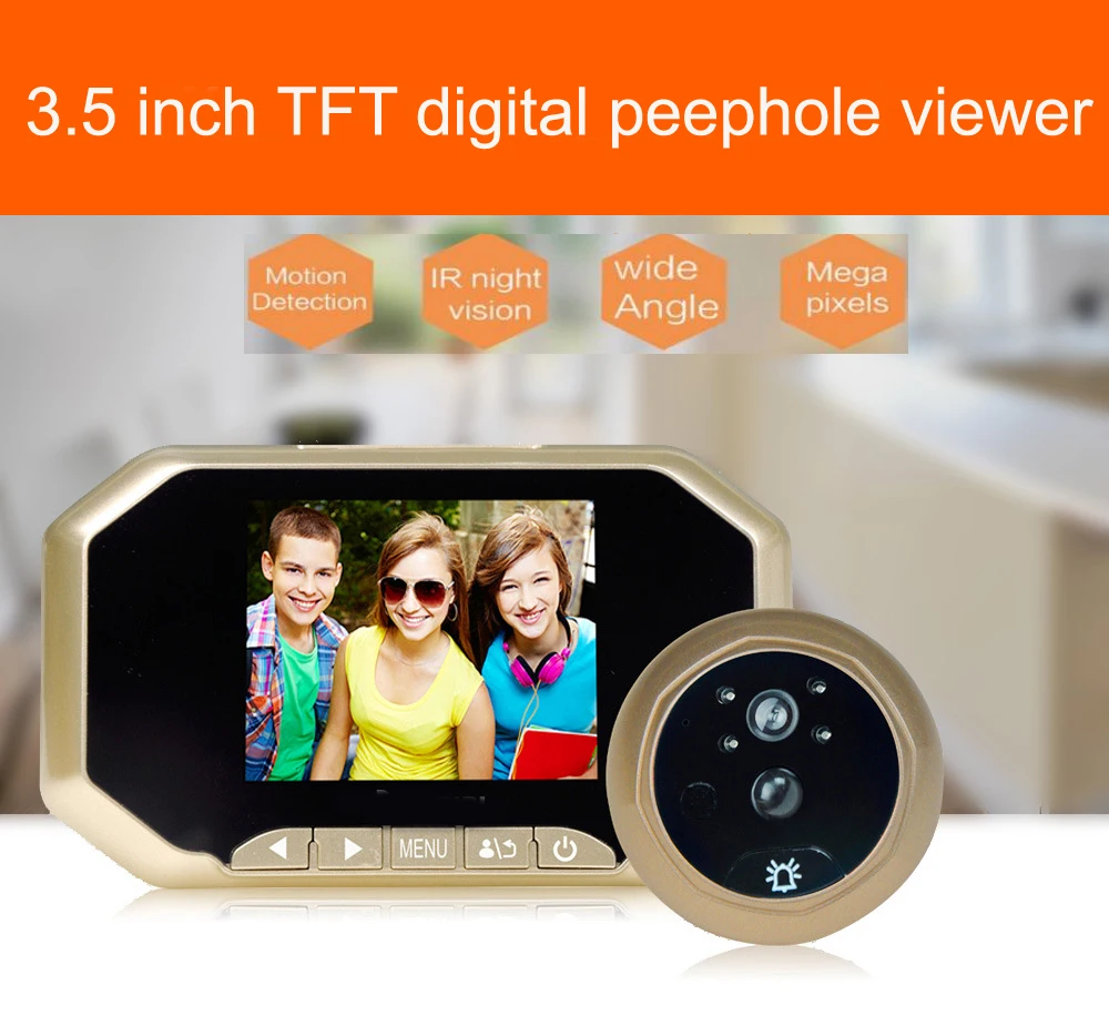 3.5" TFT LCD Doorbell Video Eyes Door Peephole Viewer Camera