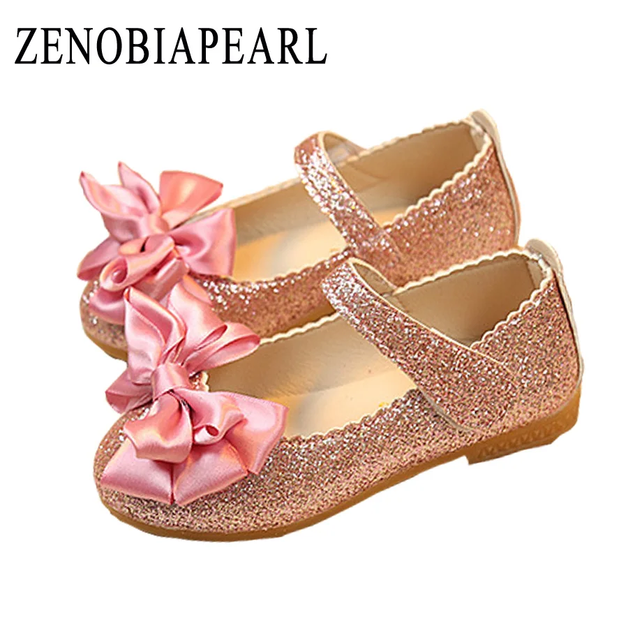 Zenobiapearl Girls Princess Shoes Gold Pink Sliver Leather -6962