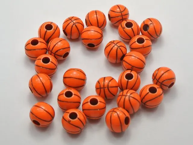 100pcs 12mm fashion Round Beads Orange Sparkling Basket Ball Pattern Acrylic Bracelet diy Accessories | Дом и сад
