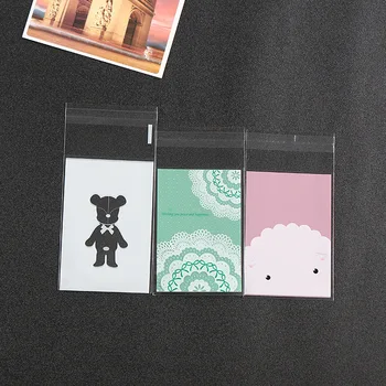 

500PCS Cute Cartoon Bear Cookie Cellophane Bags Wedding Party Plastic Biscuit Bags Candy Packing OPP Bag with Self Adhesive 7x10