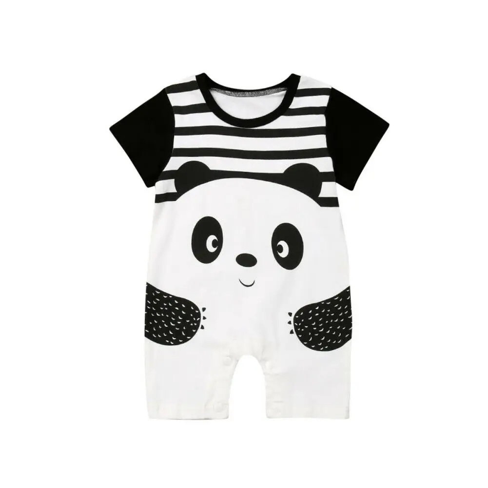 Г. Летний Стильный комбинезон с короткими рукавами для маленьких девочек и мальчиков, хлопковый боди для новорожденных, костюм Детская Пижама комбинезоны детская одежда с изображением панды
