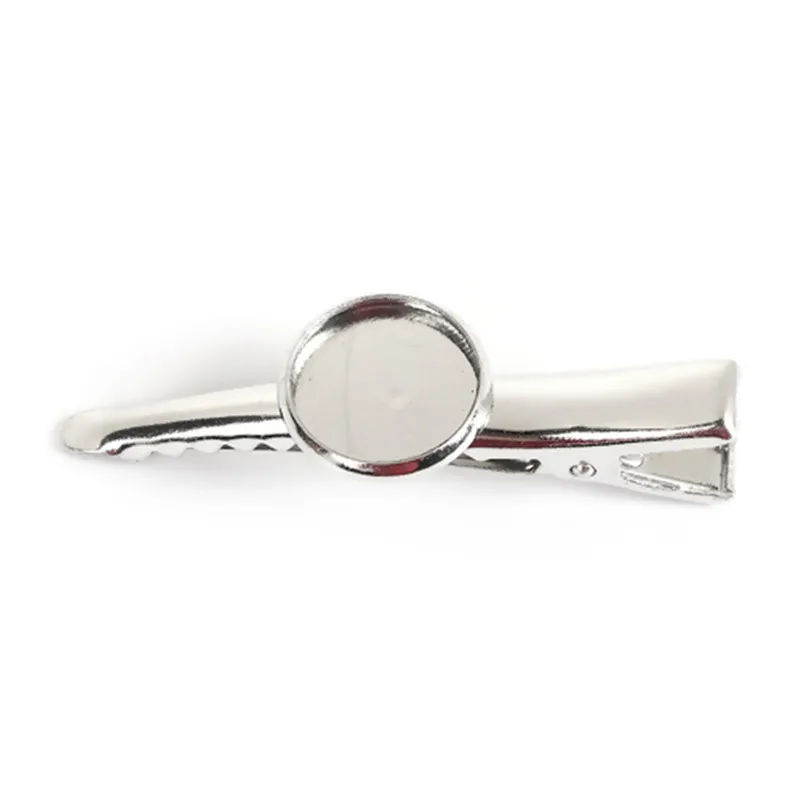 

DoreenBeads Iron Based Alloy Hair Clips Findings Round Silver Tone Cabochon Settings DIY (Fits 12mm Dia.) 45mm x 14mm, 2 PCs