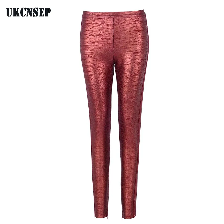 UKCNSEP женские бандажные брюки, черные, винно-красные обтягивающие брюки, сексуальные вечерние Брюки знаменитостей, роскошные Клубные узкие брюки